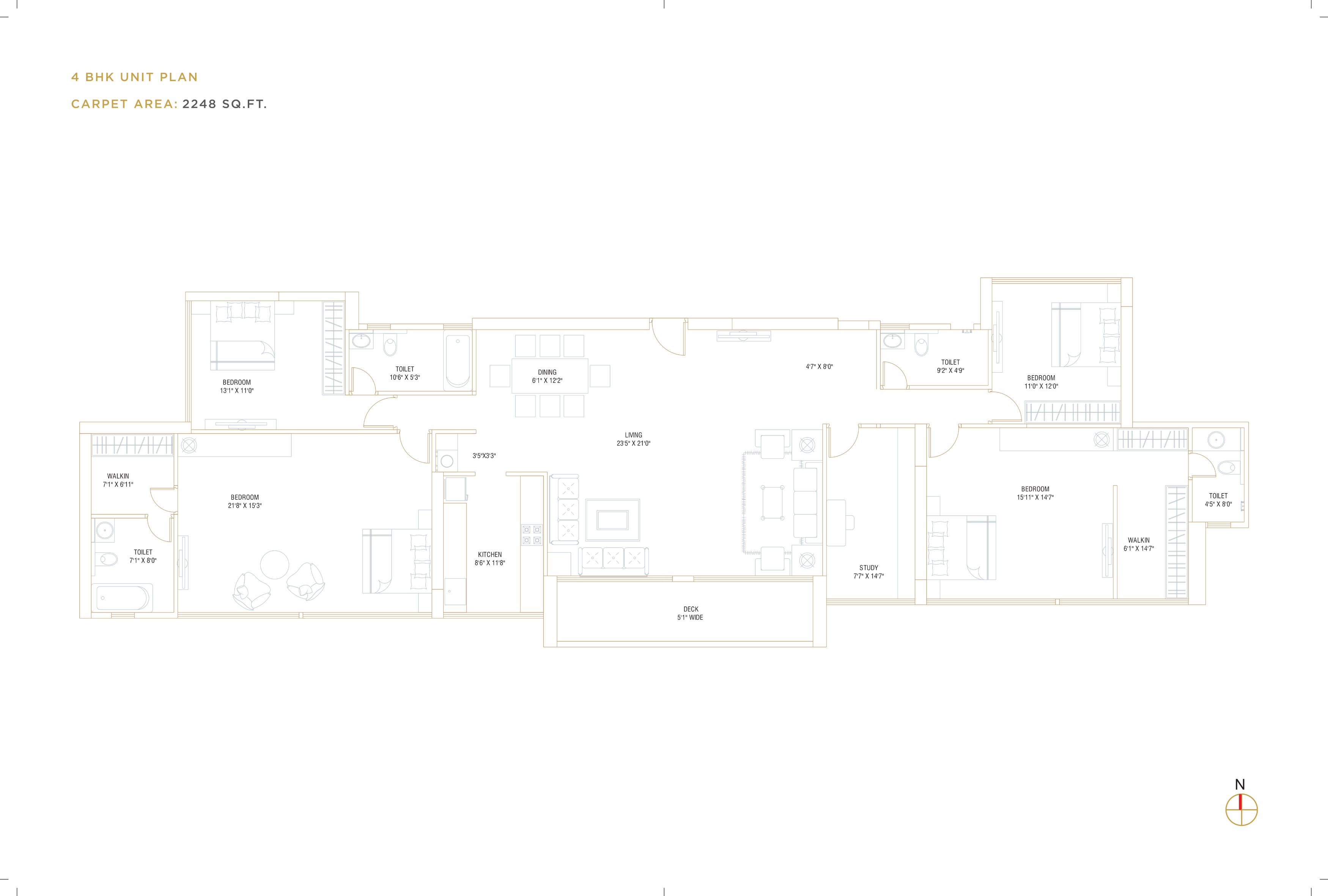 4 BHK Unit Plan